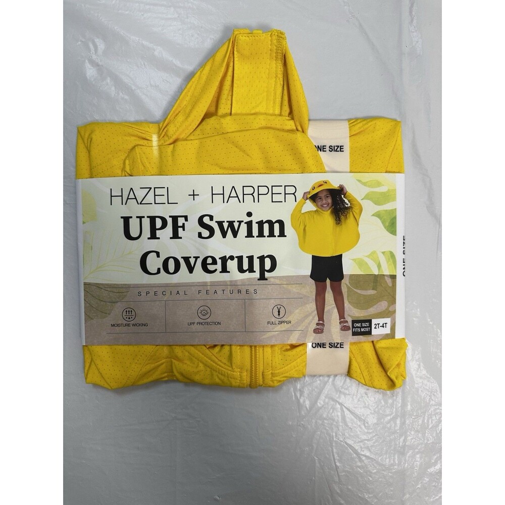 HAZEL + HARPER Swim Coverup Yellow Duck Full Zipper One Size 2T-4T UPF NEW